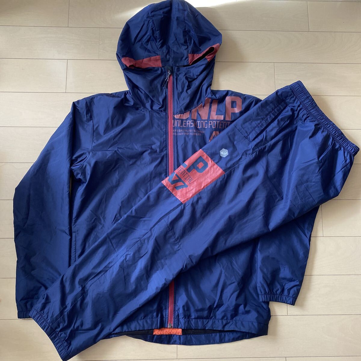 ASICS アシックス A77 ウィンドブレーカー上下 サイズM 紺拍卖