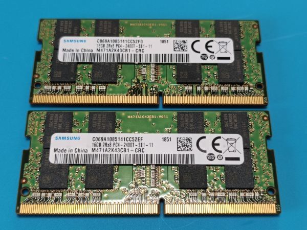 (BIOS確認済み)ノートPC用【SAMSUNG】 16GB 2Rx8 DDR4 PC4-2400T 16GBx2枚 計32GB No.16拍卖