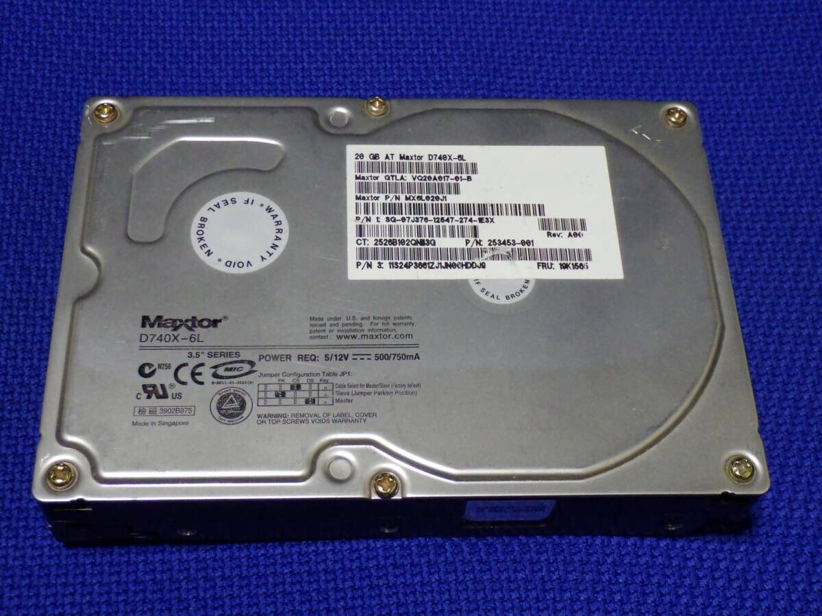 D877# Maxtor D740X-6L 20GB ハードディスク 3.5インチ拍卖
