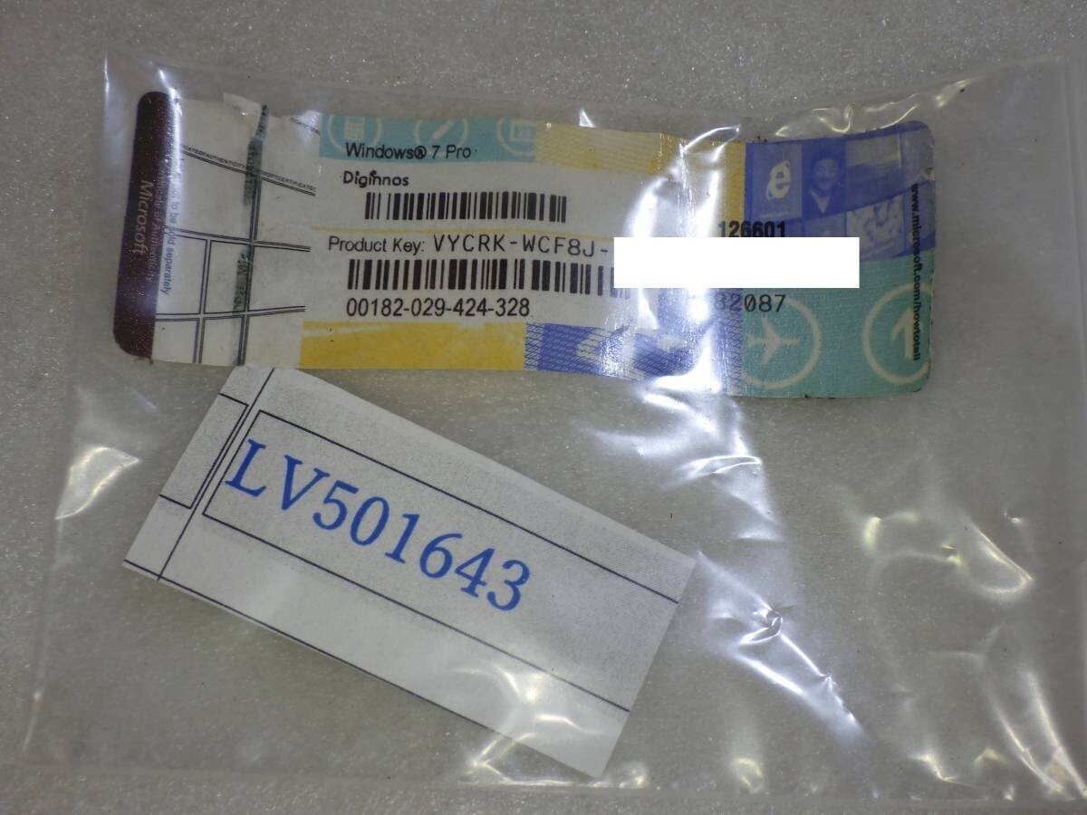 Microsoft Windows 7 PRO Diginnos 正規プロダクトキーシール 1枚 動作品保証#LV501643拍卖