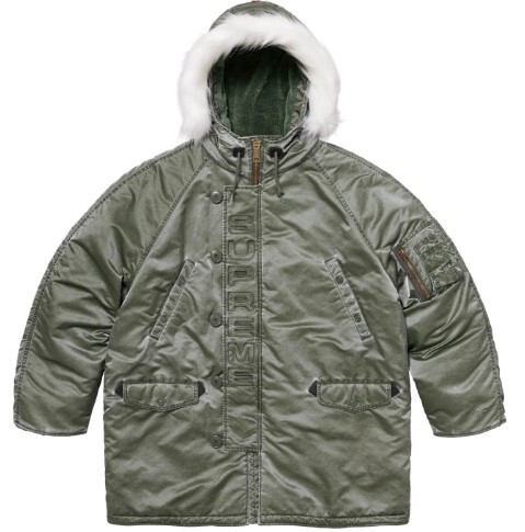 Supreme シュプリーム Washed Flight Satin N-3B Parka Olive L 24FW ウォッシュドフライトサテン N-3Bパーカ オリーブ 新品半タグ付 拍卖