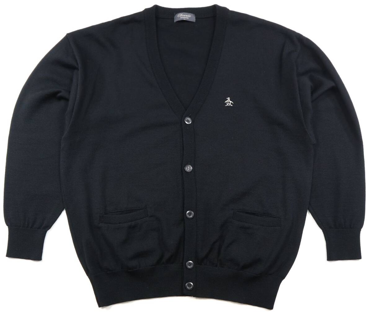 美品★ウール100%/Munsingwear マンシング ニットカーディガン/ブラック/LLサイズ拍卖