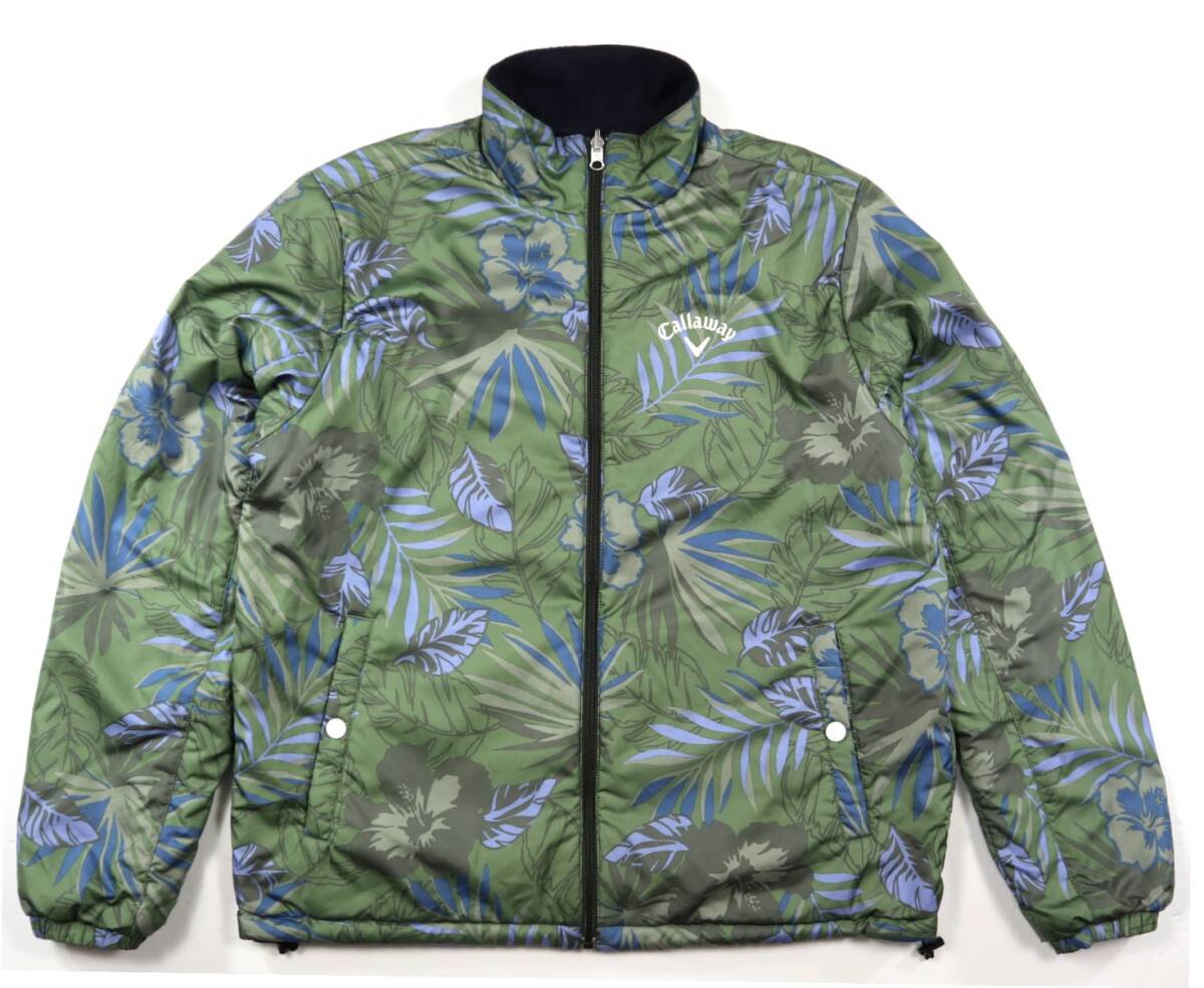 callaway キャロウェイ ボタニカルプリント&裏フリース 中綿入りリバーシブルジャケット/Mサイズ拍卖