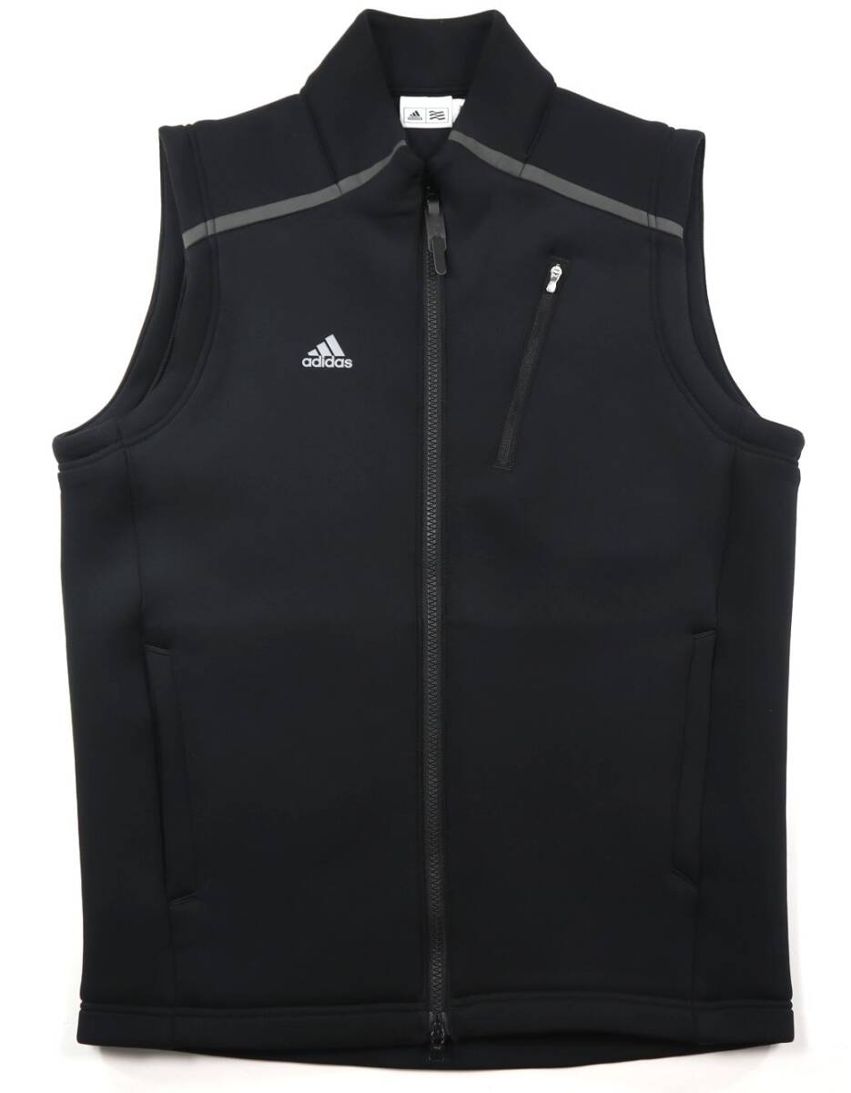 美品★adidas golf アディダス・ゴルフ ジップアップ スーパーストレッチジャージベスト/ブラック/Mサイズ拍卖