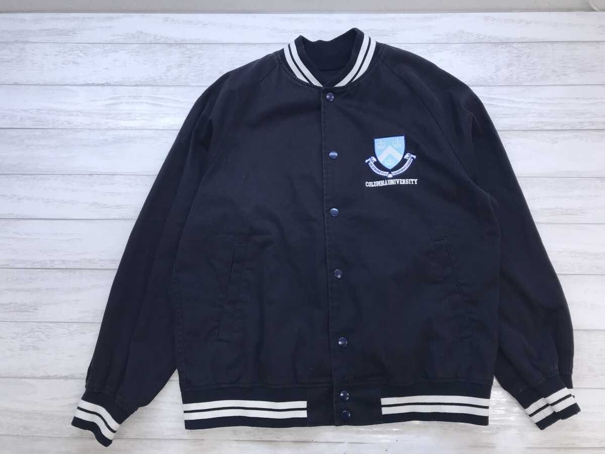 ジーユー GU×コロンビア大学 Columbia University アメトラ スポーツ アイビー カレッジ スタジャン バーシティジャケット メンズ M 紺白拍卖