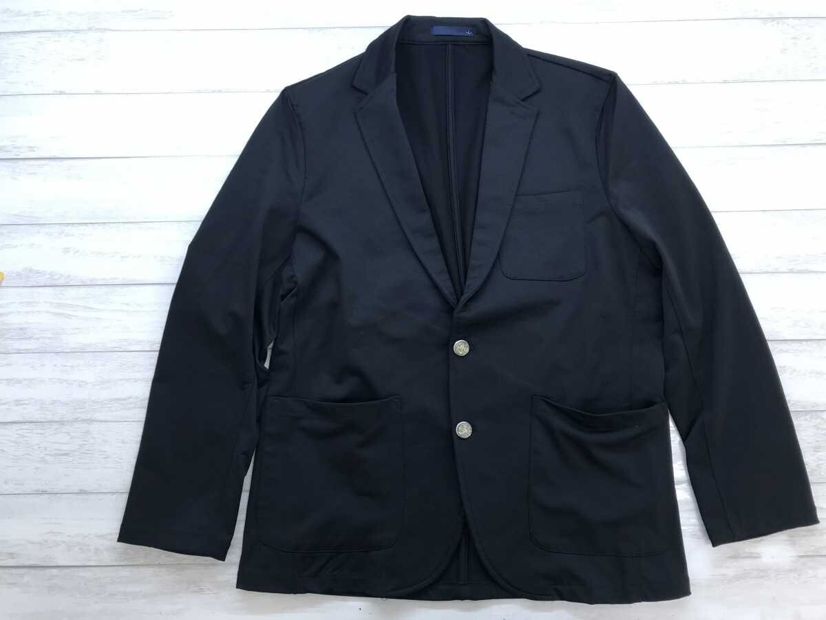 きれいめ フォーマル クラシック トラッド ストレッチ アンコン 銀ボタン ブレザー テーラード ジャケット メンズ ポリエステル100% L 紺拍卖