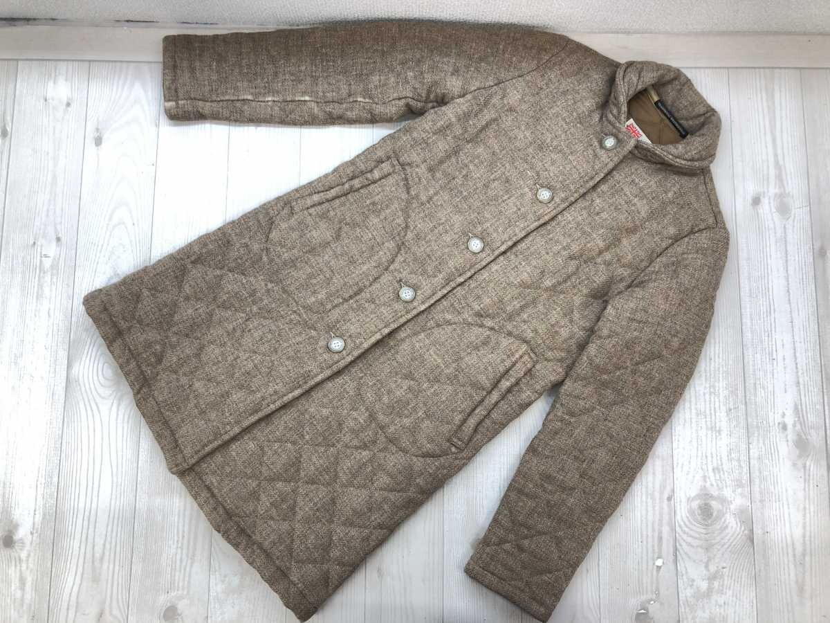 トラディショナル ウェザーウェア Traditional Weather wear ツイード ダイヤ柄キルティング コート レディース ウール100% 34 ベージュ拍卖
