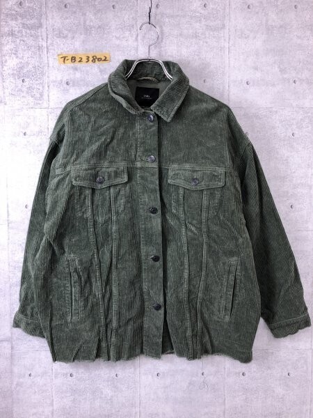 美品!ZARA ザラ レディース ダブルポケット カットオフ オーバーサイズ コーディロイジャケット L カーキグリーン拍卖