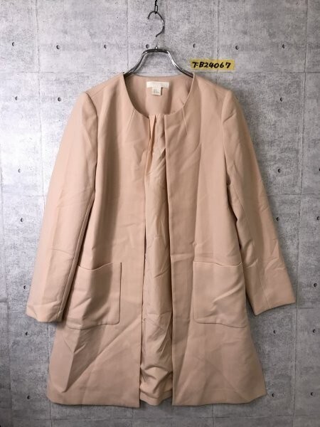 H&M エイチアンドエム レディース ノーボタン ノーカラーコート 36 ペールオレンジ拍卖