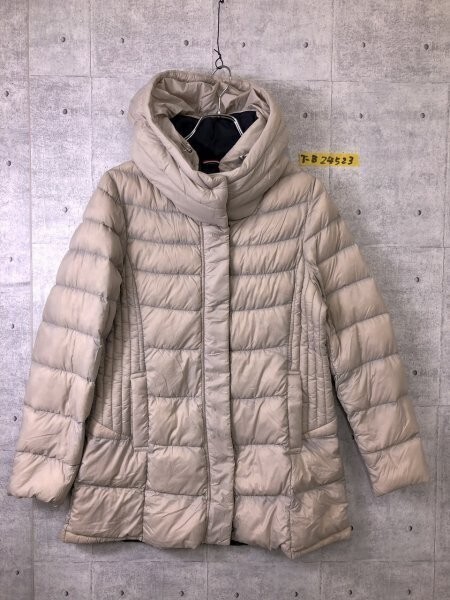 レディース ダウンジャケット フード収納 M ライトベージュ拍卖