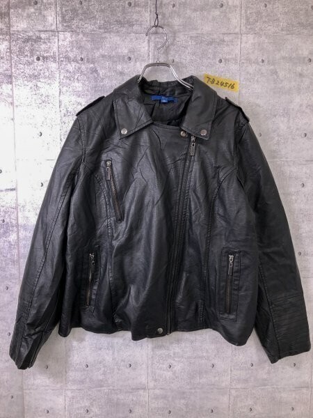 APT.9 レディース 合皮 シェルコーティング レザー ライダースジャケット 大きいサイズ XL 黒拍卖