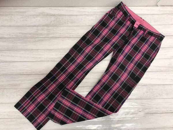 VIVA HEART ビバハート DRESS CAMP ドレスキャンプ メンズ ラグジュアリー ゴルフ チェック パンツ 79 ピンク 黒拍卖