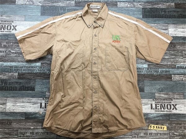 DOC&AMELIA メンズ 肩ライン 胸刺繍 ユニフォームシャツ M カーキ拍卖