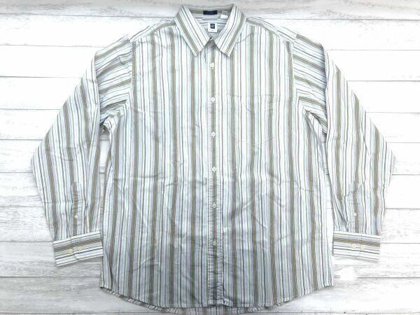 ギャップ GAP CLASSIC レトロ アメトラ オーセンティック マルチストライプ 長袖シャツ メンズ コットン100% オーバーシルエット L 白拍卖