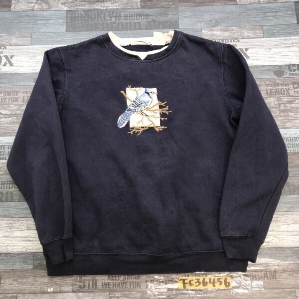 Penmans レディース 裏起毛 鳥刺繍 レイヤードトレーナー M 紺拍卖