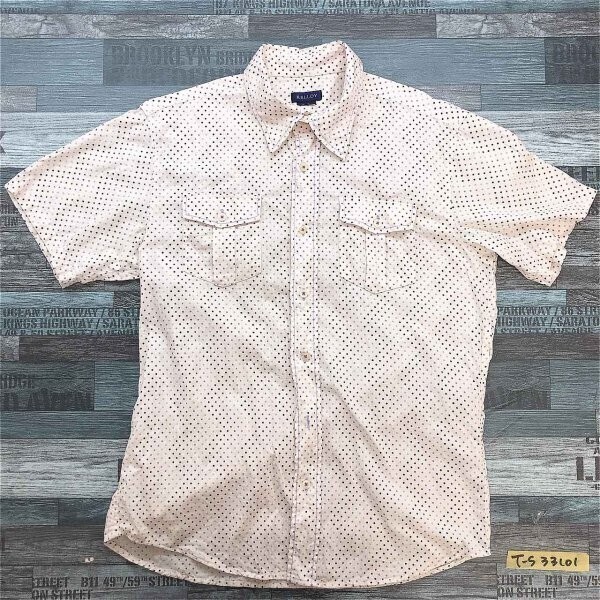 RELLOY メンズ ドット ダブルポケット 半袖シャツ 大きいサイズ LL ベビーピンク拍卖