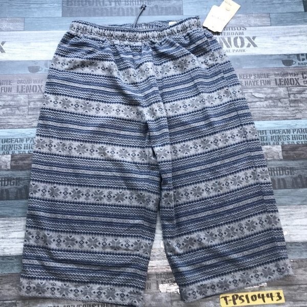 タグ付き新品!EXCUSE レディース 総柄 七分丈 ルームウェアパンツ L 青グレー拍卖