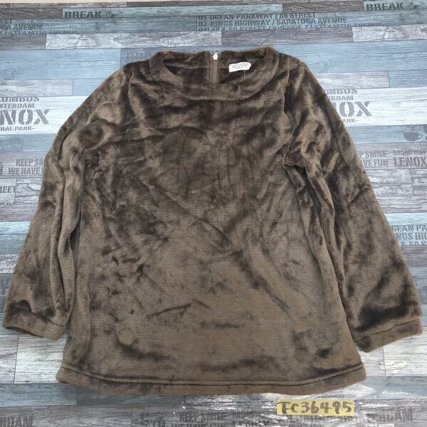 Peaceful life your only style Beginning of a new day tm-party レディース ボアカットソー バックジップ L ブラウン拍卖