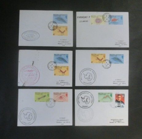 南極観測カバー 英領南極地域 1985年 6通拍卖