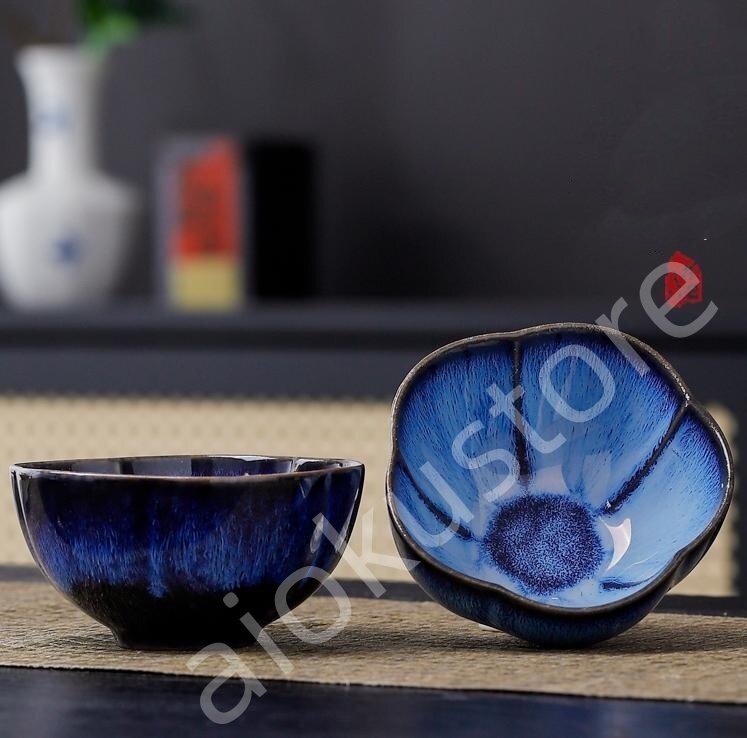 職人手作り 上質 抹茶茶碗 曜変天目茶碗 茶道具 お茶碗 茶道 茶碗 窯変天目茶碗 油滴天目 茶道具 茶器 工芸品 初心者 酒器 ブルー##A05拍卖