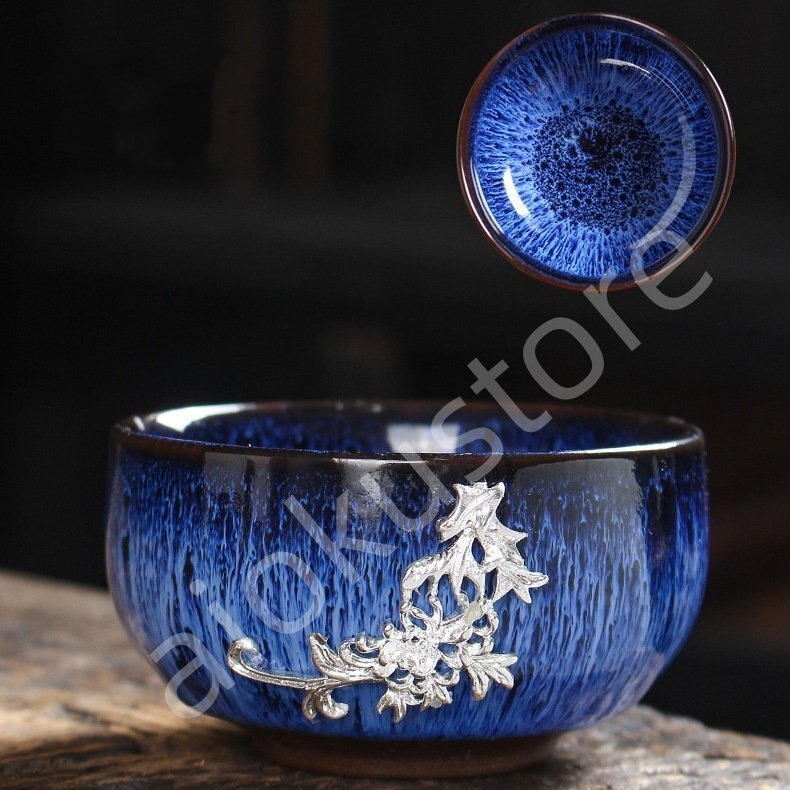 新品 職人手作り 抹茶茶碗 曜変天目茶碗 茶道具 梅竹蘭菊 茶道 茶碗 窯変天目茶碗 油滴天目 茶道具 茶器 初心者 酒器 陶芸用品##034拍卖