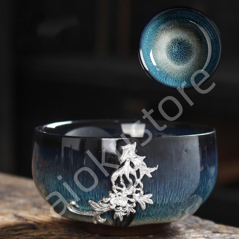 新品 職人手作り 抹茶茶碗 曜変天目茶碗 茶道具 梅竹蘭菊 茶道 茶碗 窯変天目茶碗 油滴天目 茶道具 茶器 初心者 酒器 陶芸用品##039拍卖