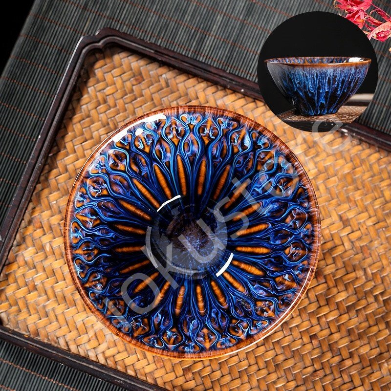 職人手作り 未使用品 抹茶茶碗 曜変天目茶碗 茶道具 お茶碗 茶道 茶碗 窯変天目茶碗 油滴天目 茶道具 茶器 初心者 酒器 陶芸用品##024拍卖