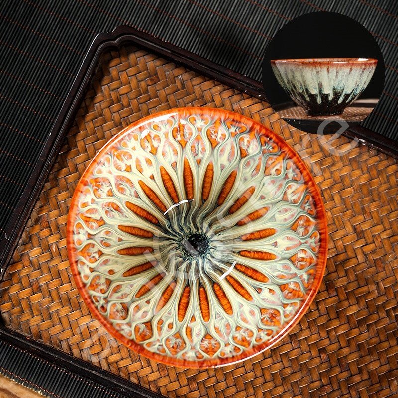 職人手作り 未使用品 抹茶茶碗 曜変天目茶碗 茶道具 お茶碗 茶道 茶碗 窯変天目茶碗 油滴天目 茶道具 茶器 初心者 酒器 陶芸用品##023拍卖