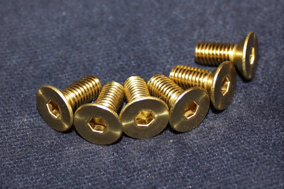★MOMO NARDI モモ ナルディ等 ゴールド ステアリングビス 六角穴付皿ボルト サイズM5×12 6個セット 新品 ネジ 金色 真鍮 ブラス★拍卖