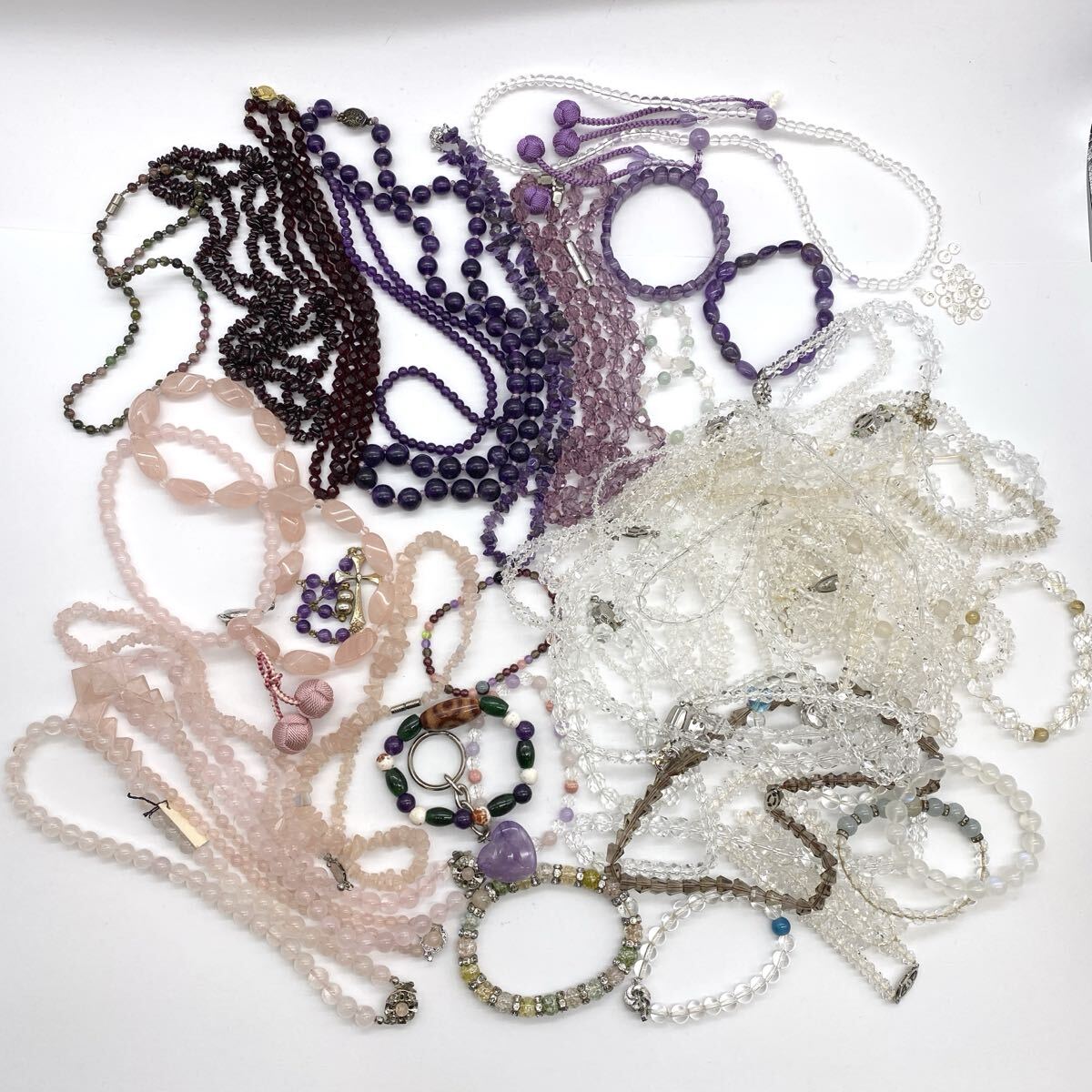 【X-95】 水晶 紫水晶 アメジスト トルマリン アクセサリー まとめ ネックレス ブレスレット ペンダントトップ 等拍卖