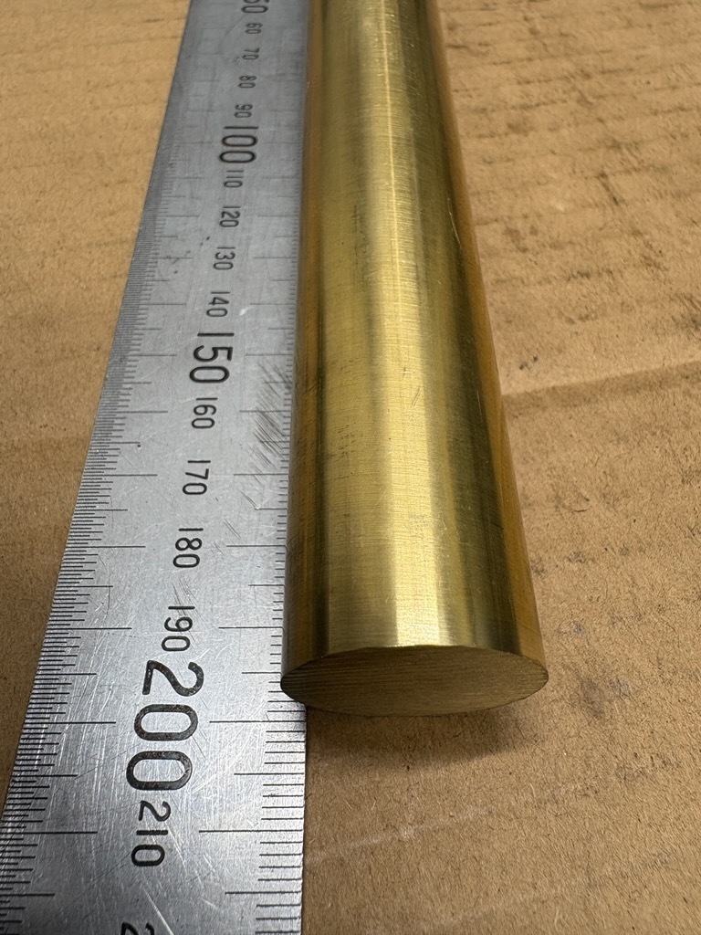 真鍮 丸棒 Φ25 長さ200mmくらい スケール寸法 約800g 残材 端材拍卖