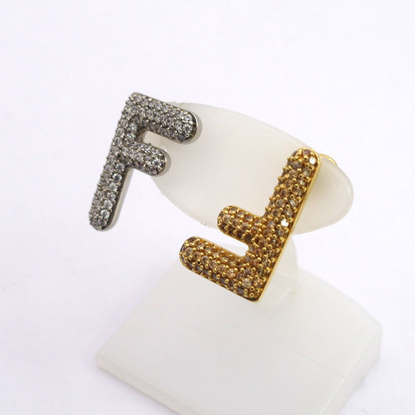 ★ フェンディ FFロゴ ピアス ゴールド シルバー ラインストーン コンビカラー (0220539310)拍卖