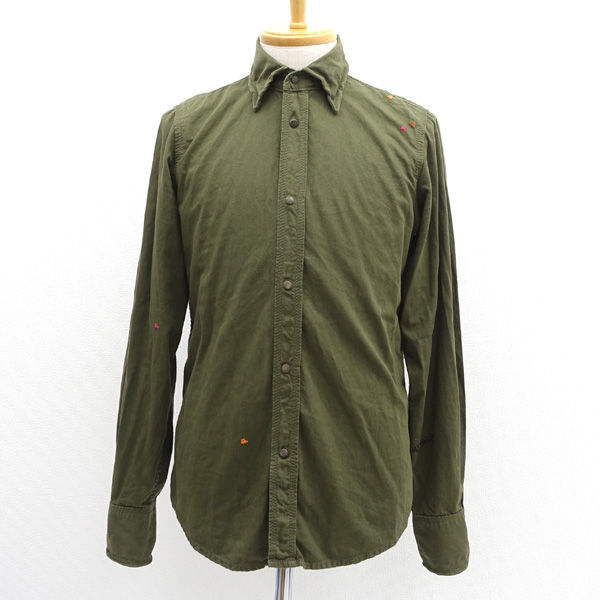 ★ ディースクエアード 長袖シャツ ワイヤー 刺繍 カーキ サイズ48 三崎商事タグ (0220537093)拍卖