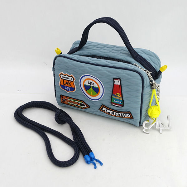 ★ L4K3 MACARON マカロン 2wayハンドバッグ ワッペン ブルー L4K-MAC1179PA (0220538104)拍卖