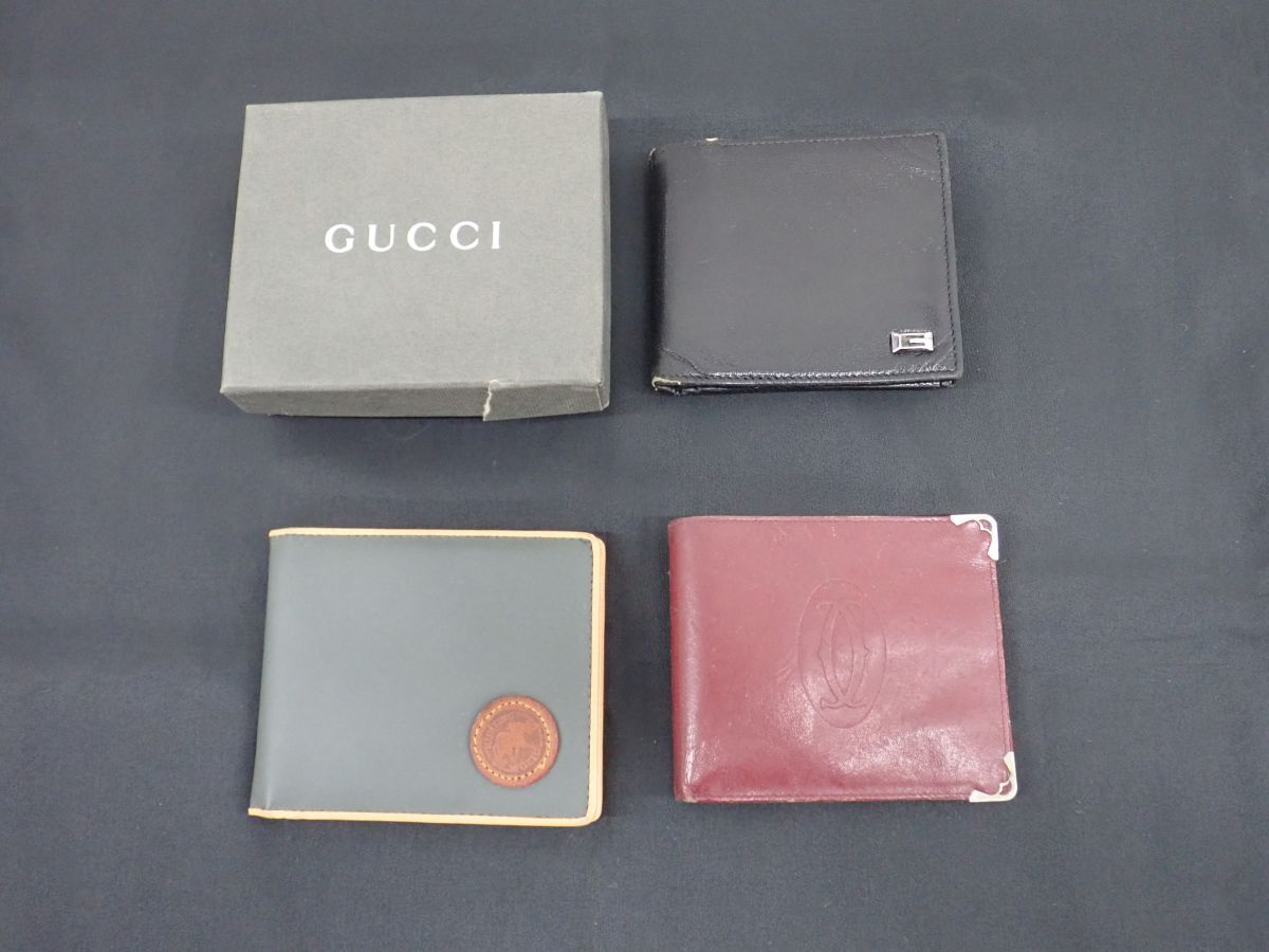 K098-60-M ブランド財布まとめ HUNTING WORLD 二つ折り財布/Cartier マストライン 二つ折り財布/GUCCI 二つ折り財布 MINI PALMELLATO-NERO拍卖