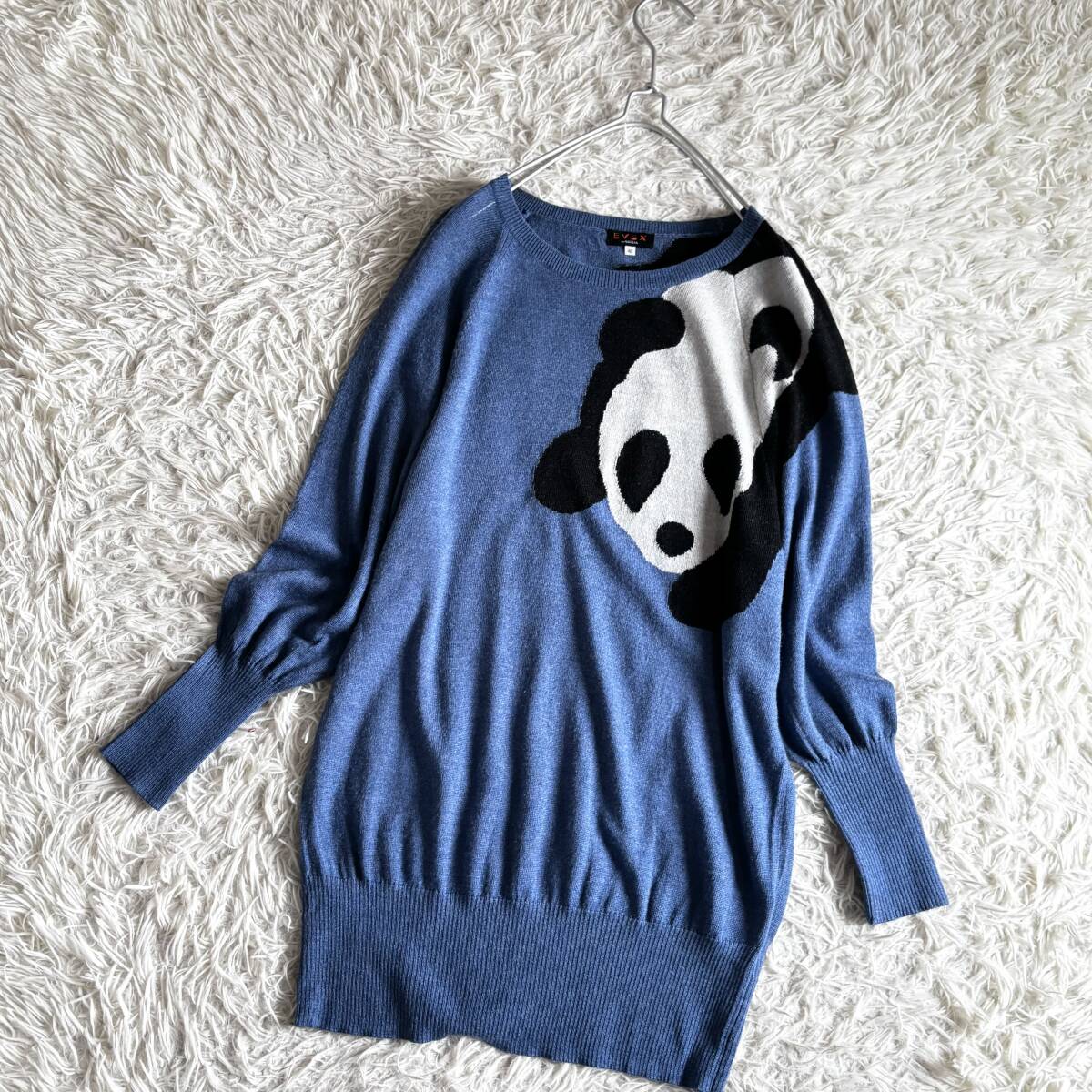 ② 三陽商会 evex by krizia クリッツィア パンダ プルオーバー ニット チュニック 大きいサイズ 40拍卖