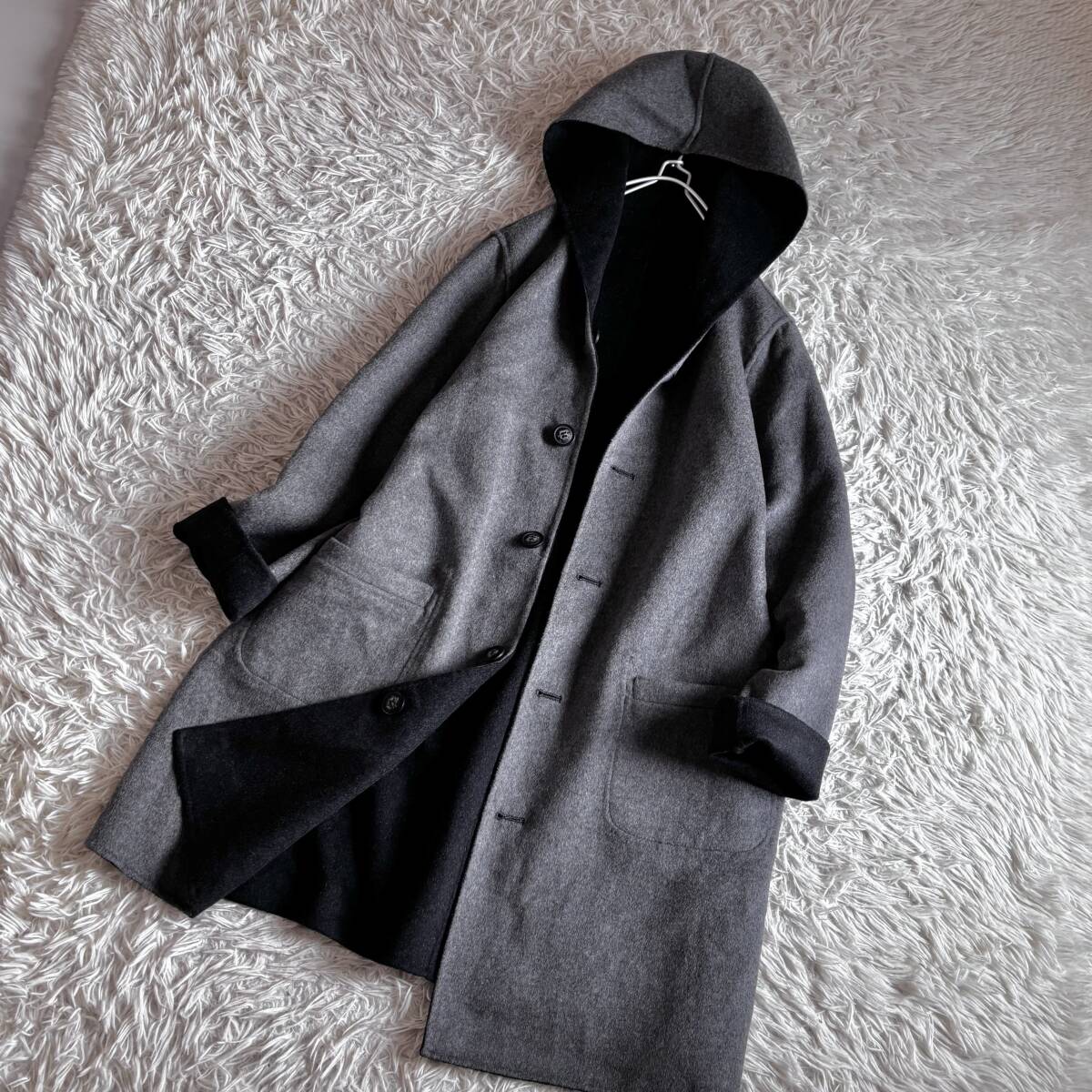 ⑥ 極美品 一宮繊維 ノアージュ noa-ge リバーシブル フーテッド フーディー コート 大きいサイズ L拍卖