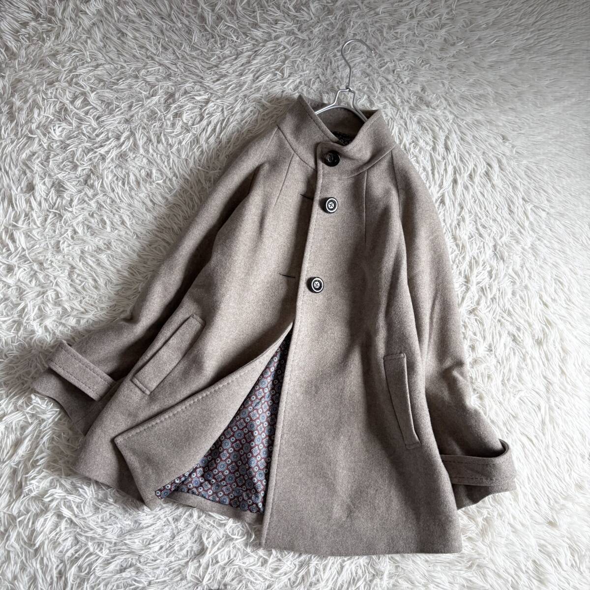 ⑧ 極美品 ハヴァナイストリップ ハイネック コート アウター 大きいサイズ L拍卖