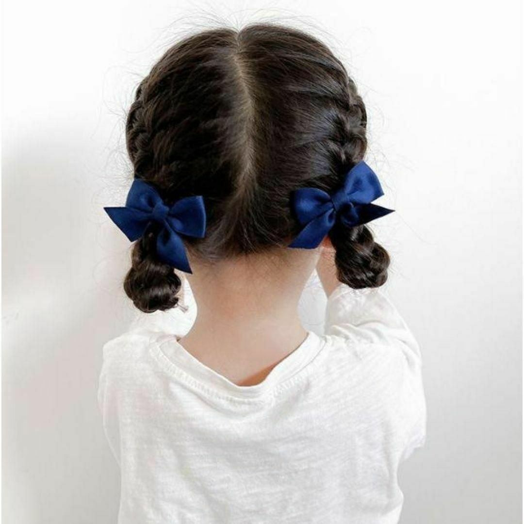 子供リボンミニヘアクリップ(2点セット/ブルー)ヘアアクセサリー髪飾りりぼん拍卖