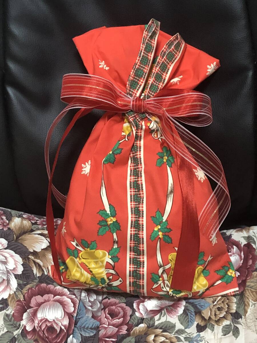 87-プレゼント用袋 ラッピング袋 ハンドメイド レッド クリスマスカード付拍卖