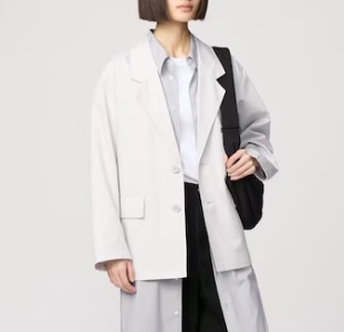 未使用タグ付7990円 ユニクロ コットンブレンドジャケットプラス 02ライトグレー XSサイズ UNIQLO拍卖