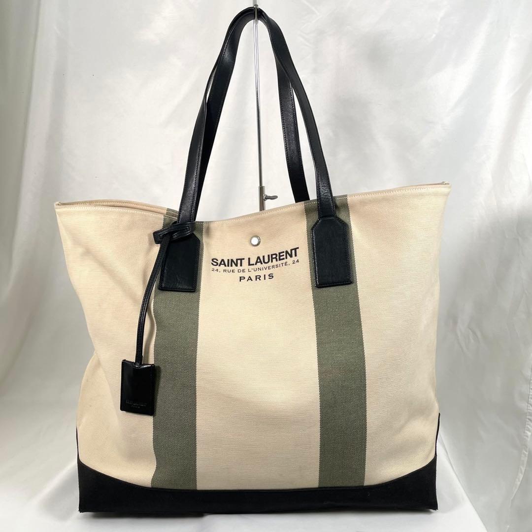 人気 SAINT LAURENT サンローラン トートバッグ ビーチ キャンバス 大容量 A4 肩掛け拍卖
