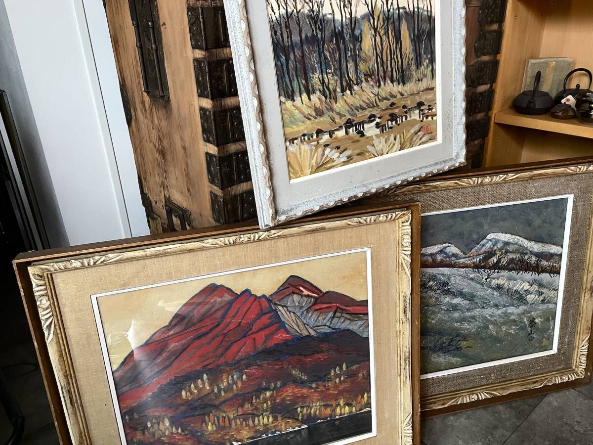 【真作】安部孫一(泰山) 3点セット 肉筆 日本画 油絵 10号と6号 会津若松市収蔵作家 福島県耶麻郡塩川町(現喜多方市)■骨董 古美術■a865拍卖