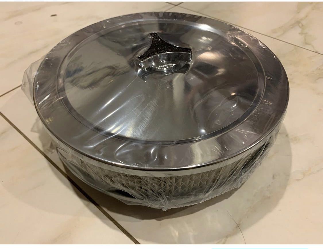 クロームエアークリーナー10インチナット付き新品。インパラ、ベルエア、カマロ、コルベット、キャデラック、ビュイック、フォード拍卖