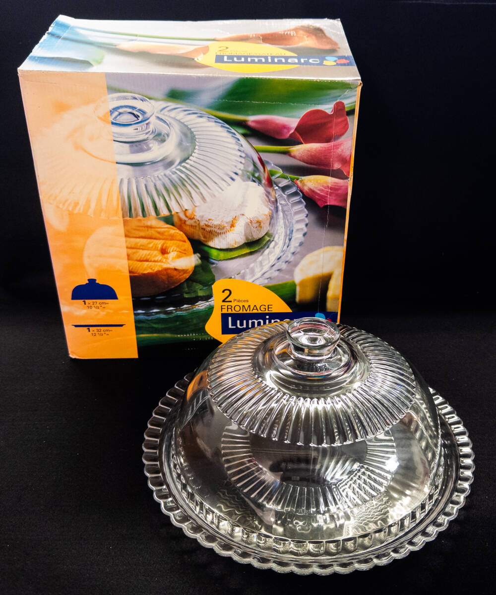 3Q売切!税無し◇【未使用】リュミナルク Luminarc ケーキドーム&ケーキ皿■ガラス■ケーキカバー■■1107-1拍卖