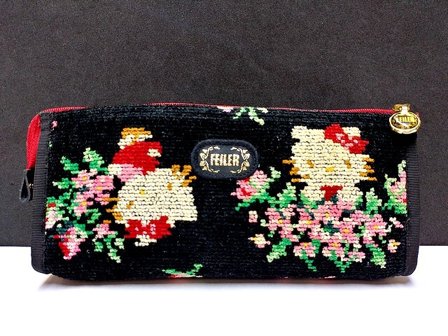 3QV売切!税無し☆FEILER(フェイラー)★ハローキティ★ワイドポーチ★コラボ★シュニール織★現状★現品限り★1031-8拍卖