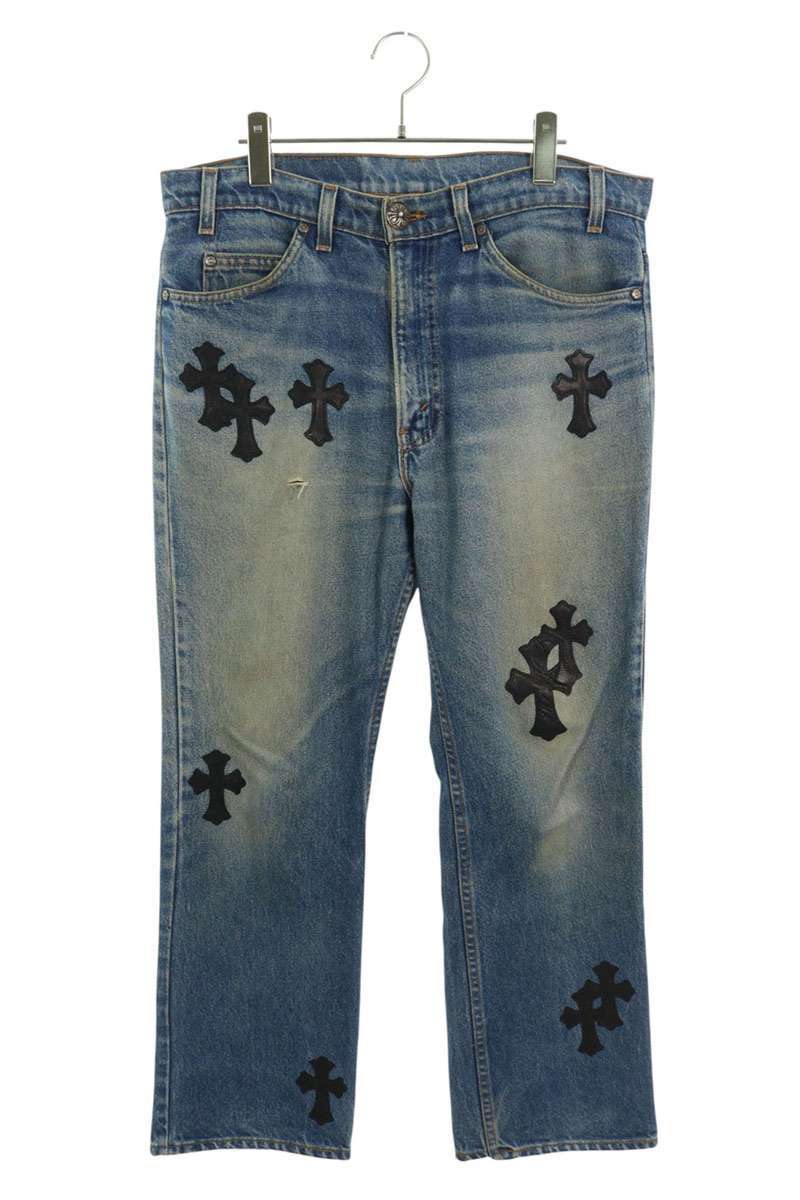 クロムハーツ デニムパンツ リーバイス U VNTG JEAN BLU ORNG TAB 517 34インチ クロスパッチ付きウォッシュドデニムパンツ 中古 OS06拍卖