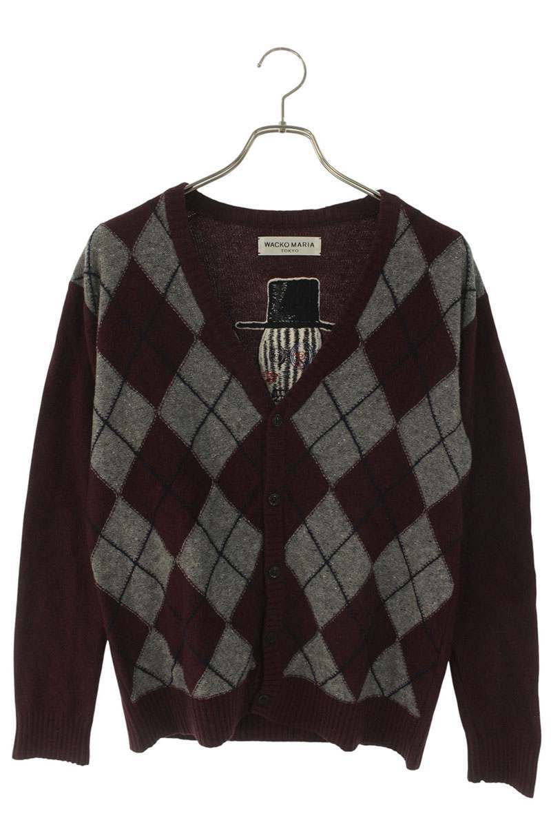ワコマリア サイズ:M バック刺繍アーガイル柄カーディガン 中古 BS99拍卖