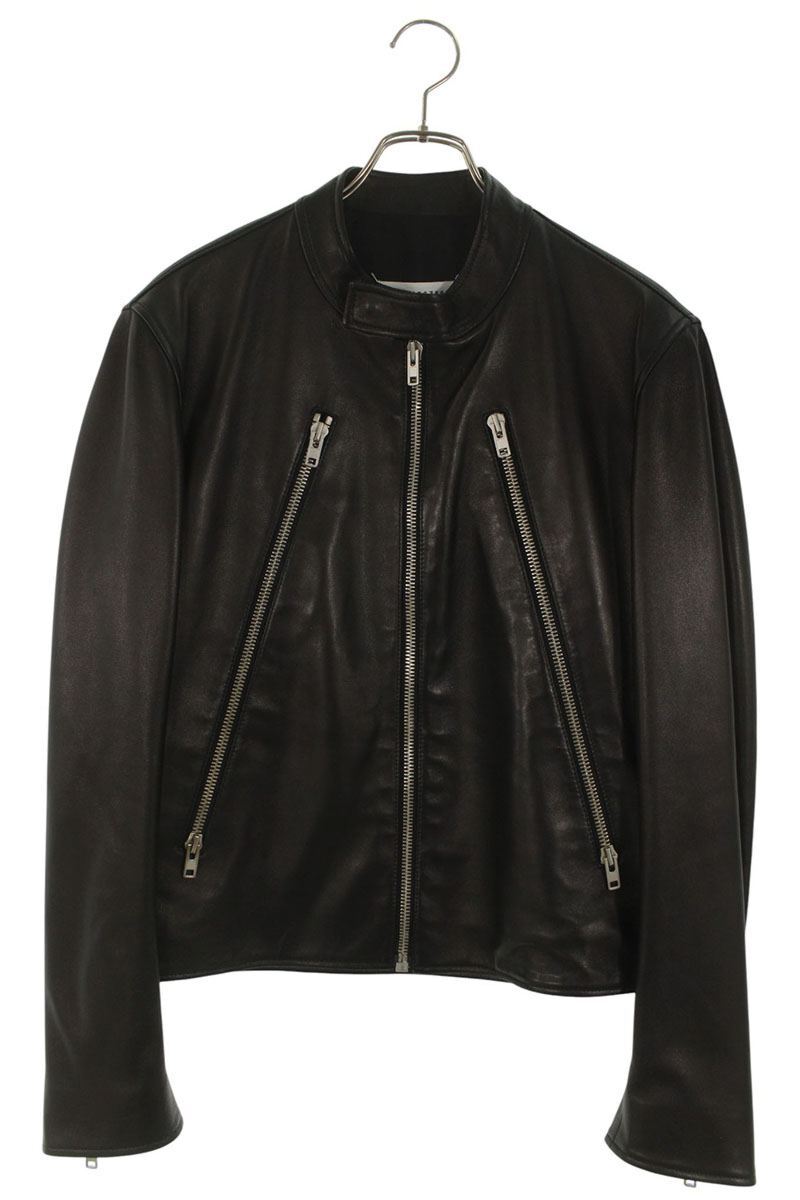 メゾンマルジェラ サイズ:46 22SS S50AM0489 八の字シングルライダースラムレザージャケット 中古 OM10拍卖