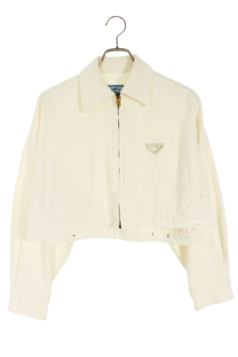 プラダ サイズ:36 GFB279 三角ロゴプレートクロップドデニムジャケット 中古 FK04拍卖